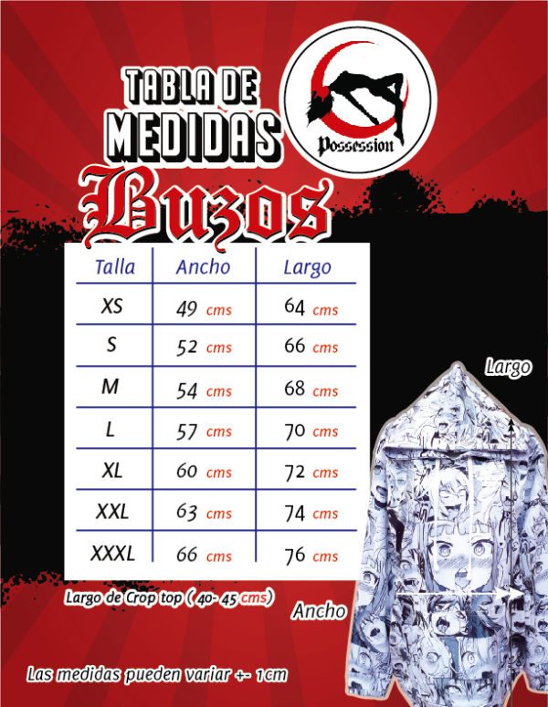 Tabla medidas Buzo