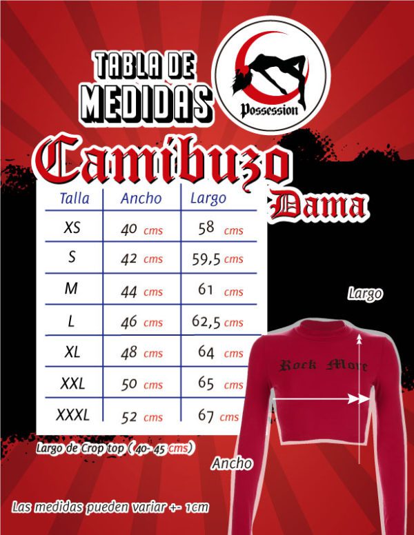 POSSESSION TABLA DE MEDIDAS camibuzo dama